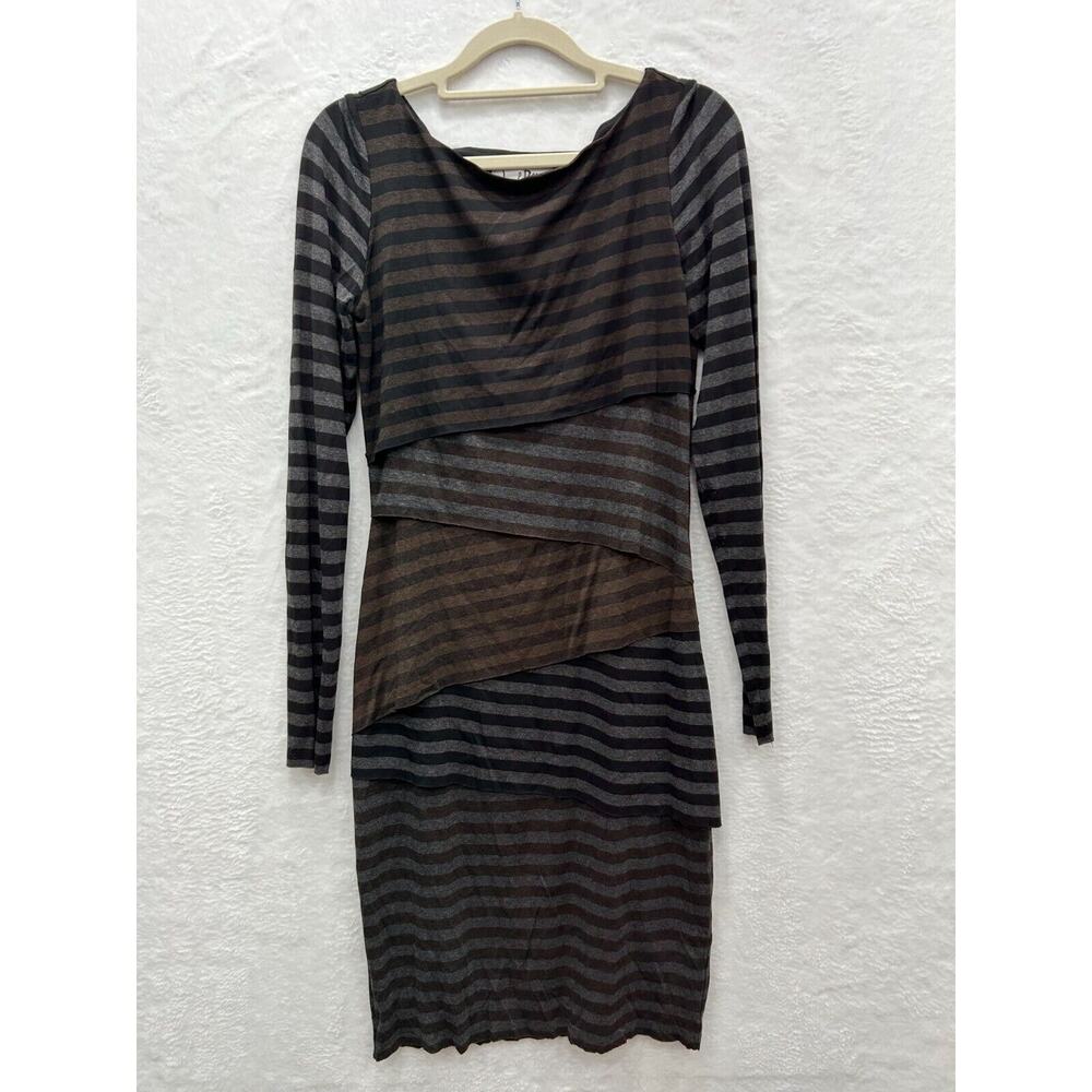 Joseph Ribkoff Multicolor Stripes Long Sleeve Stretch Tiered Sheath Dress Size 4